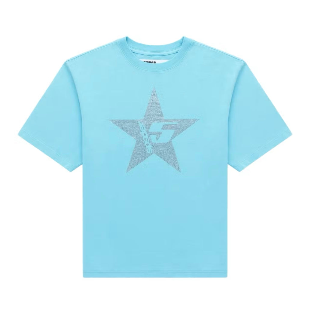 Sp5der Big 5 Star Rhinestone Tee Light Blue
