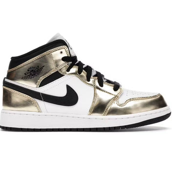Jordan 1 Mid Metallic Gold Black White