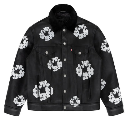 Denim Tears x Levi's Leather Cotton Wreath Type-3 Jacket Black Denim