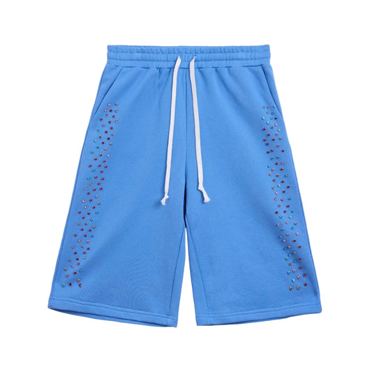 AZVA Crystal Cactus Sweat Shorts Baby Blue