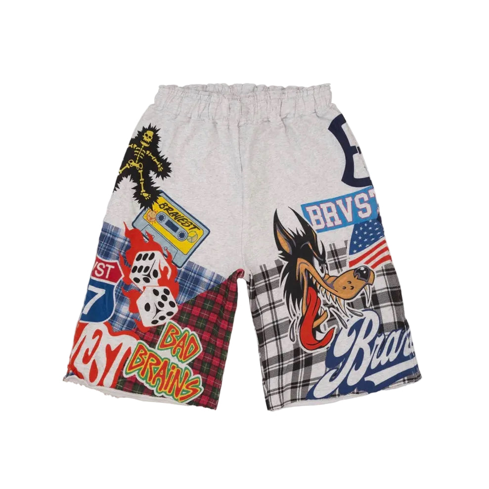Bravest Patchwork Baggy Sweatshorts Heather