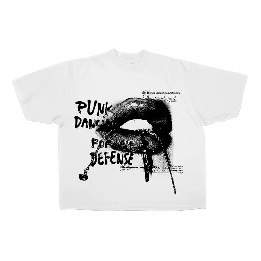 Works Of Madness Punk Lips Tee White