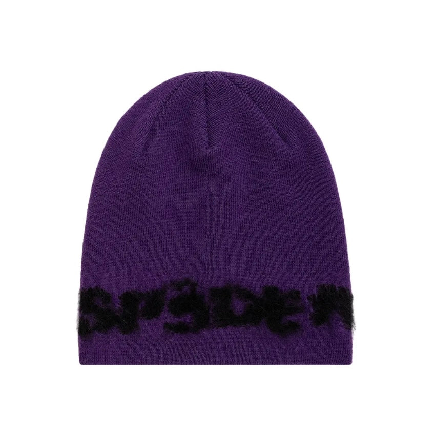Sp5der Fuzzy Logo Mohair Beanie Purple