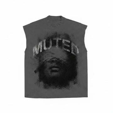 Works Of Madness Muted Sleeveless Tee Grey