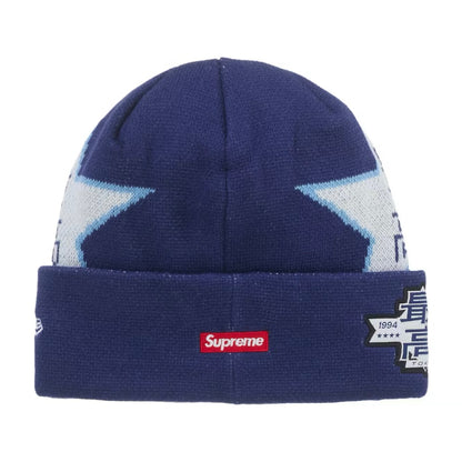 Supreme New Era Star Beanie Navy