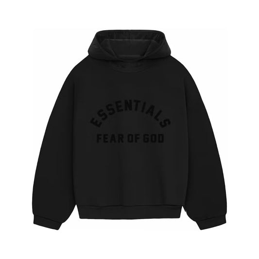 Essentials Fear Of God Jet Black Hoodie