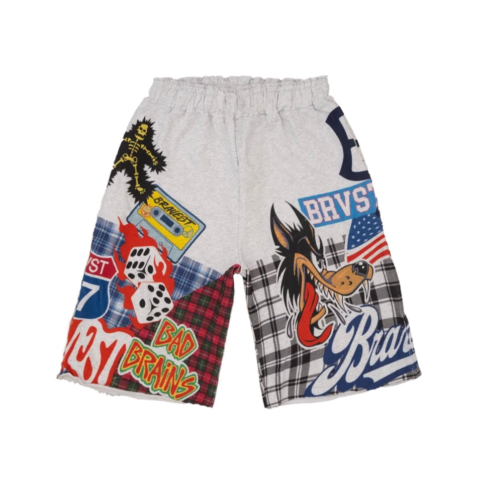 Bravest Patchwork Baggy Sweatshorts Heather