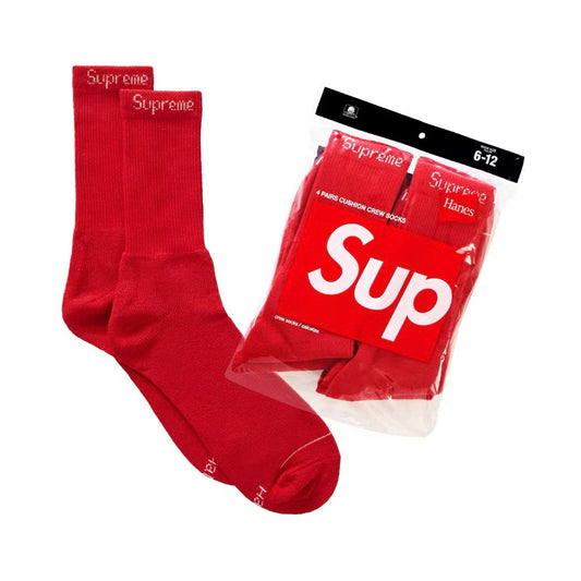 Supreme Hanes Socks 4 Pack Red