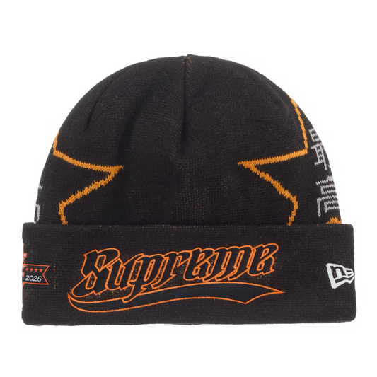 Supreme New Era Star Beanie Black