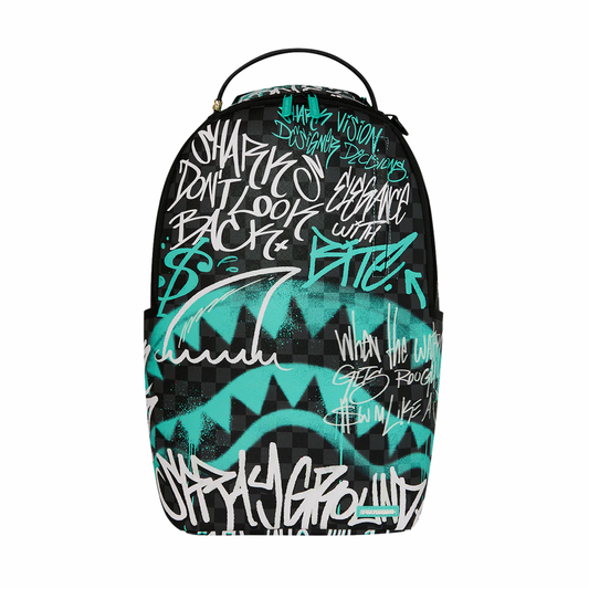 Sprayground Limited Edition Backpack Spray Poetry III Black Aqua Teal Graffiti