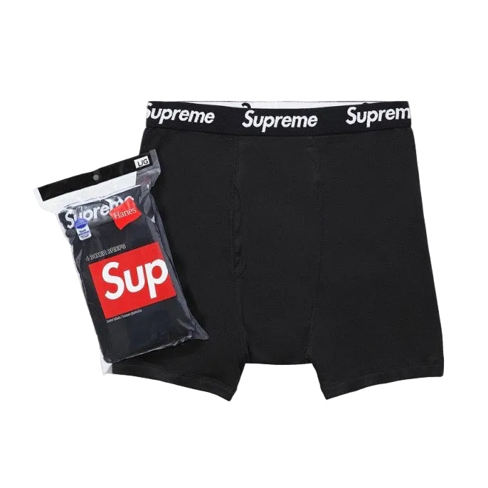 Supreme Hanes Boxer Briefs 4 Pack Black