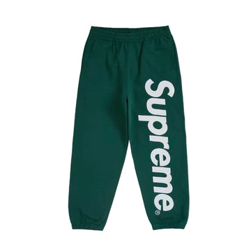 Supreme Applique Dark Green Satin Logo Sweatpants