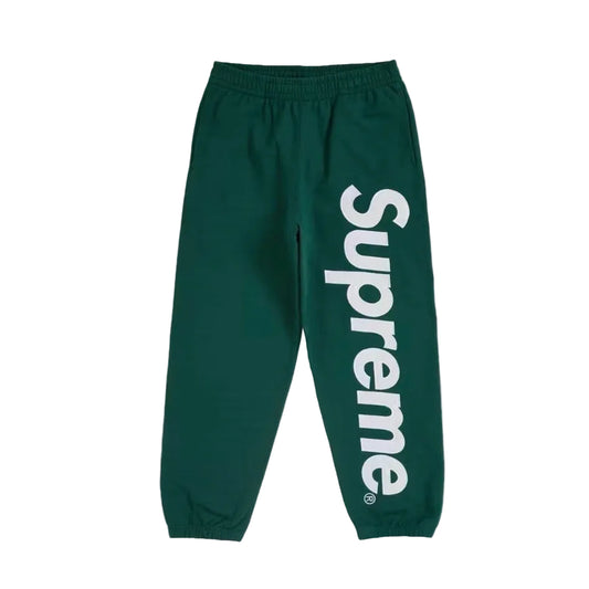 Supreme Applique Dark Green Satin Logo Sweatpants