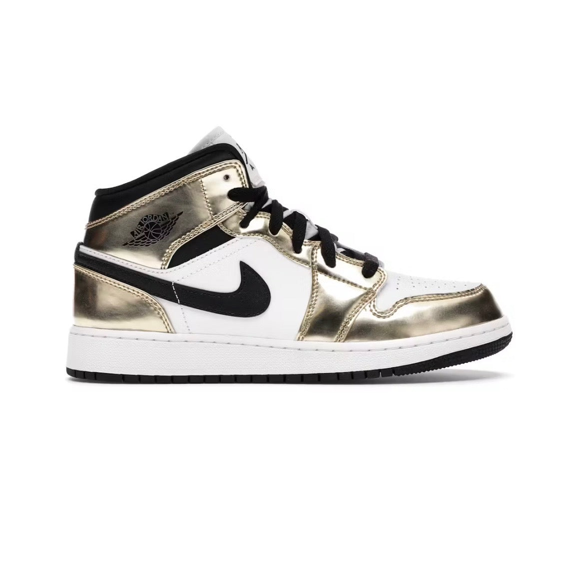 Jordan 1 Mid Metallic Gold Black White
