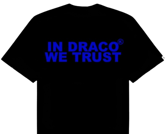 In Draco We Trust Black Blue Tee