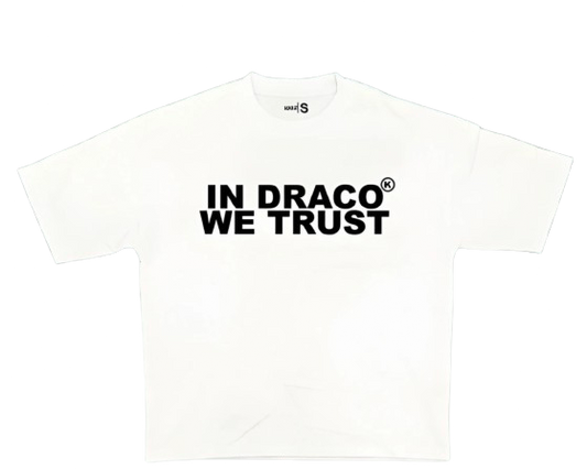 In Draco We Trust White Black Tee