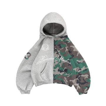Bravest Half Camo Zip Up Hoodie