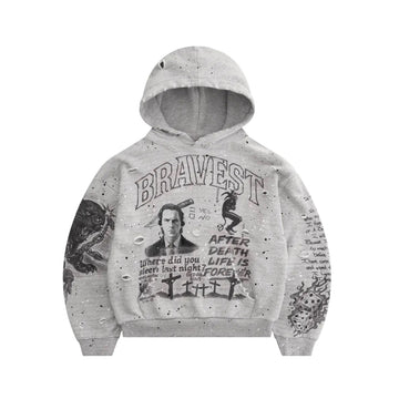 Bravest Sketch Vintage Hoodie Heather Grey