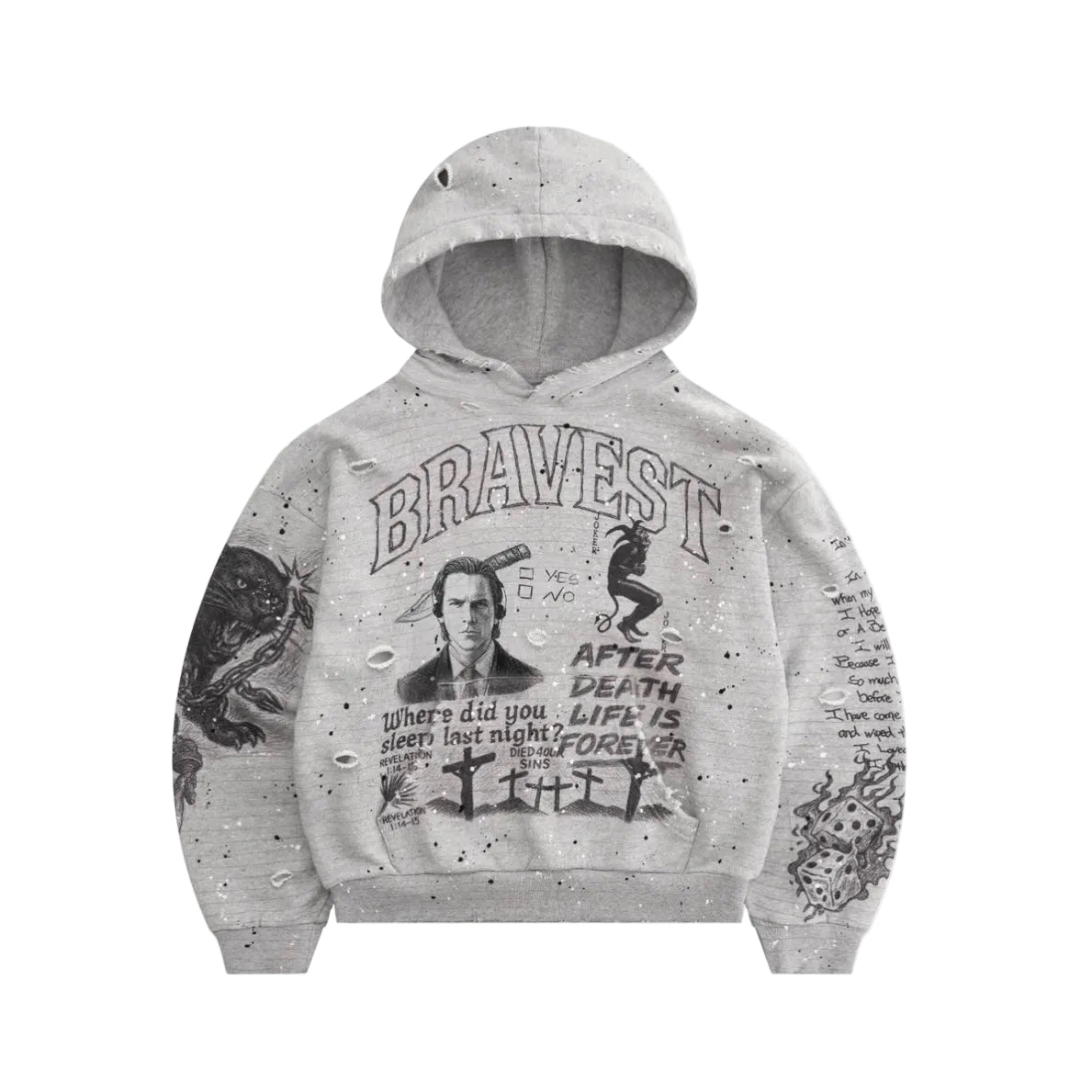 Bravest Sketch Vintage Hoodie Heather Grey