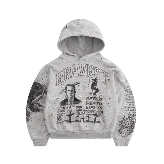 Bravest Sketch Vintage Hoodie Heather Grey