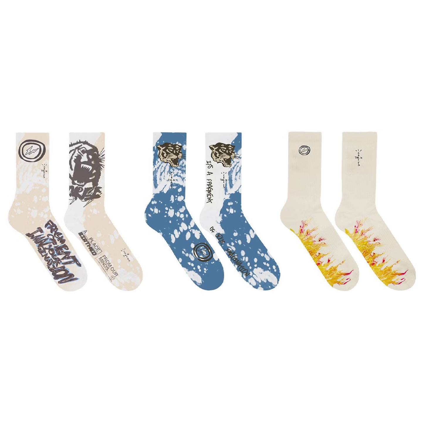 Travis Scott Cactus Jack For Fragment Socks (3 Socks) Multi