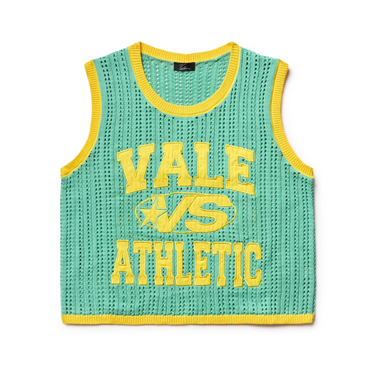 Vale Knit Vest Teal Yellow