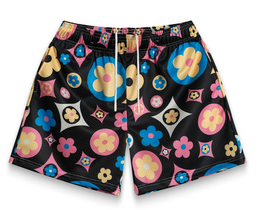 Bravest Flower Shorts Black Multi