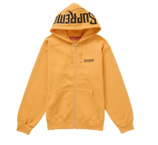 Supreme Mister Cartoon Zip Up Hooded Sweatshirt Tangerine