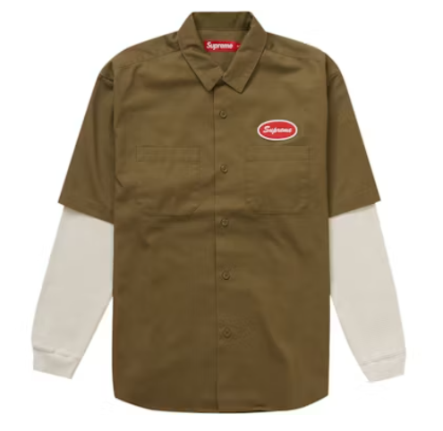 Supreme Thermal Sleeve Work Shirt Olive