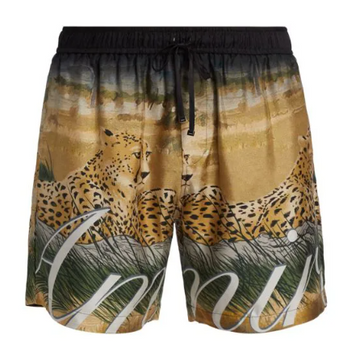 Amiri Cheetah Print Silk Shorts