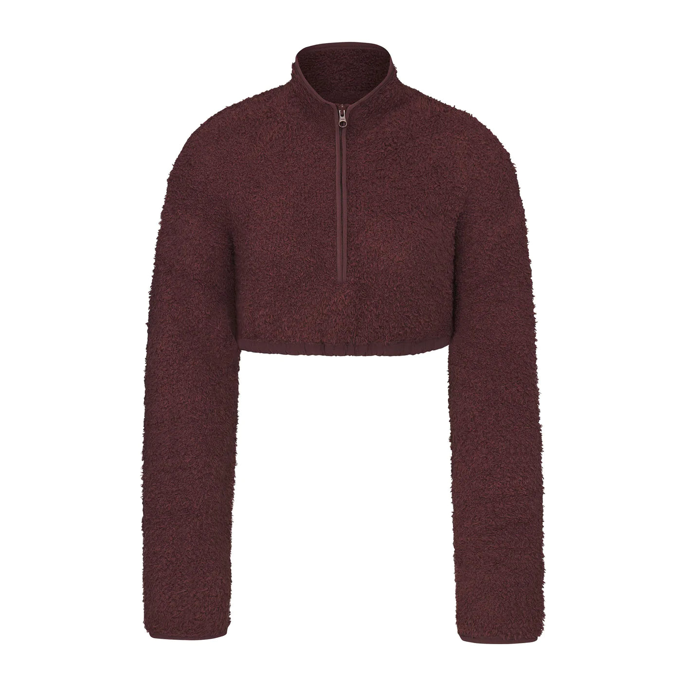 Skims Cozy Knit Cropped Pullover Garnet