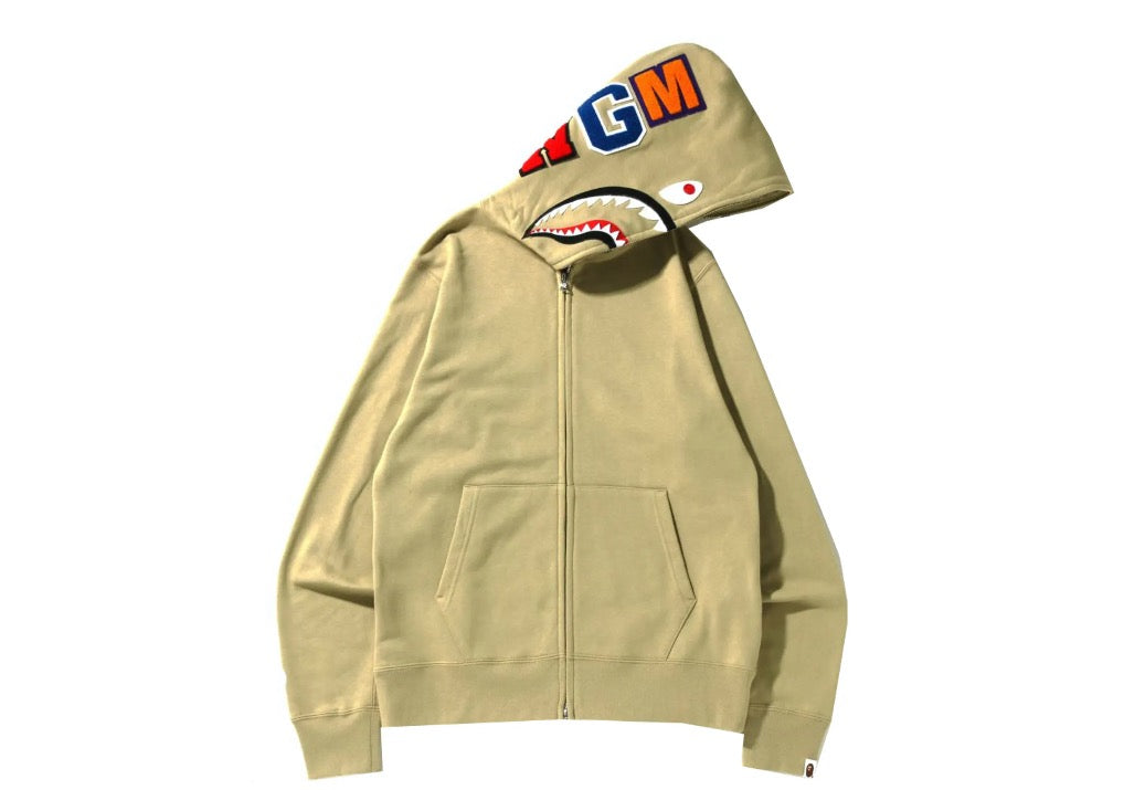 Bape Beige Shark Full Zip Hoodie