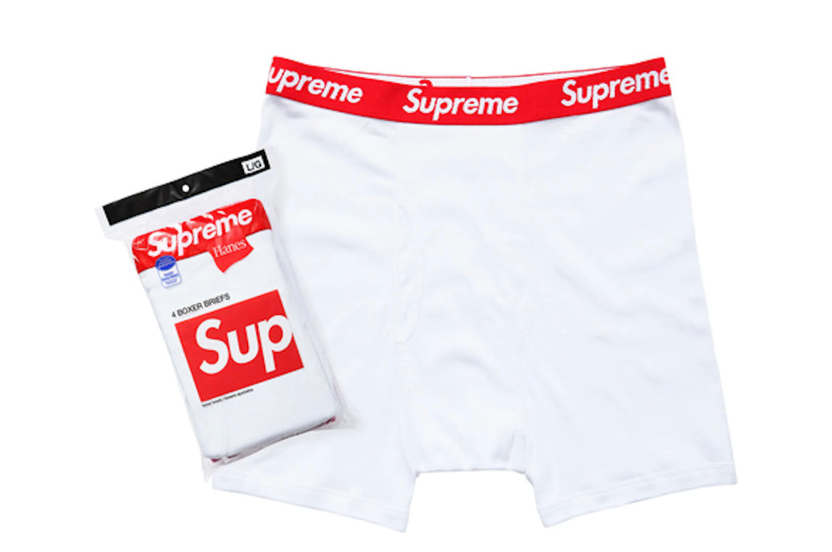 Supreme Hanes Boxer Briefs (4 Pack) White