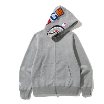 Bape Grey Shark Full Zip Hoodie