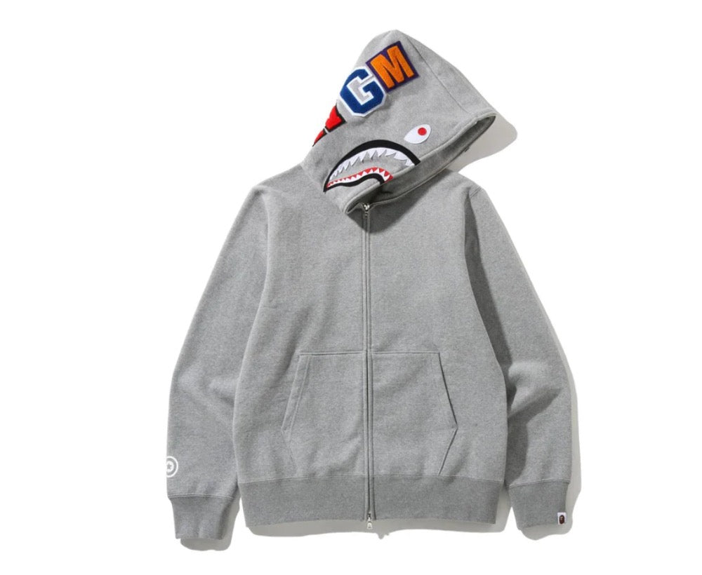 Bape Grey Shark Full Zip Hoodie