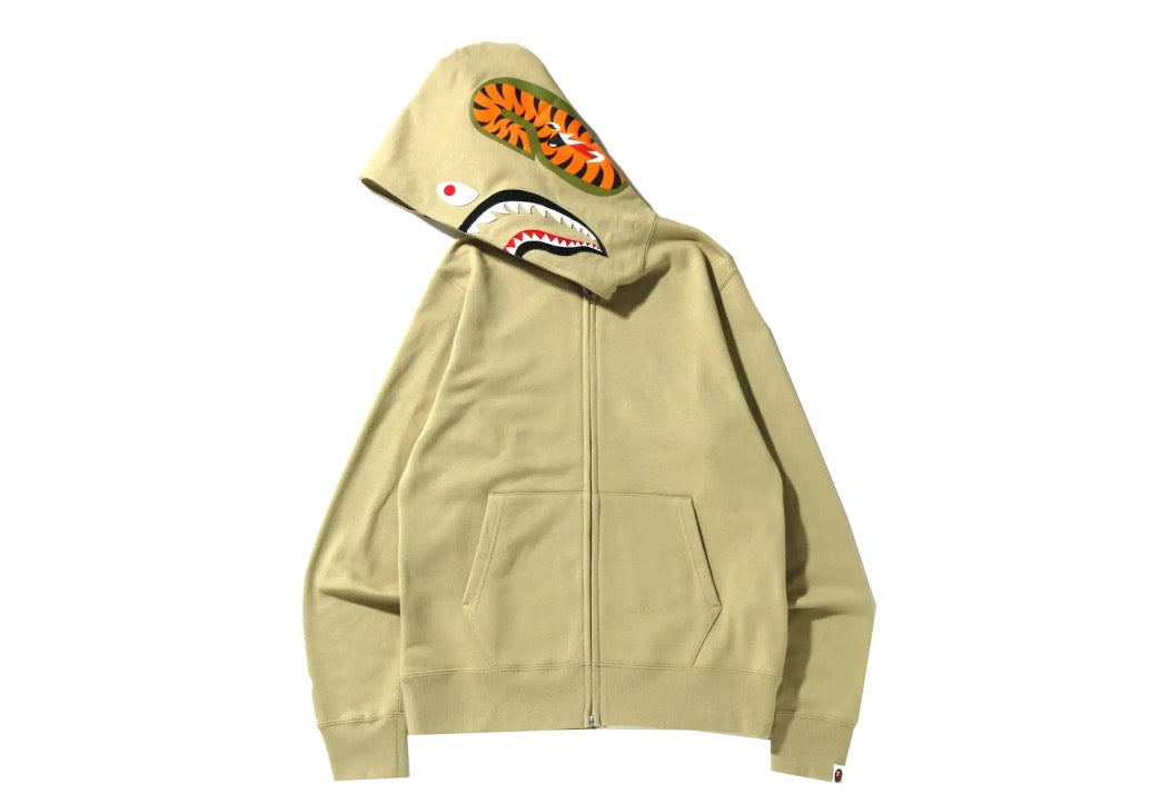 Bape Beige Shark Full Zip Hoodie