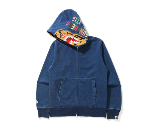 Bape Blue Denim Tiger Full Zip Hoodie