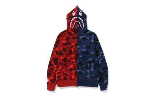 Bape Color Camo Shark Full Zip Hoodie (FW22) Red Navy